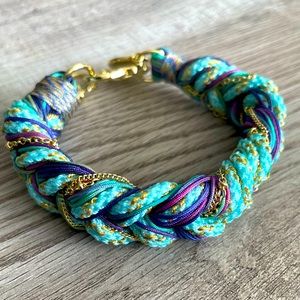 Authentic Kendra Scott Maisie Gold Corded Bracelet in color “Mint Mix” Paracord